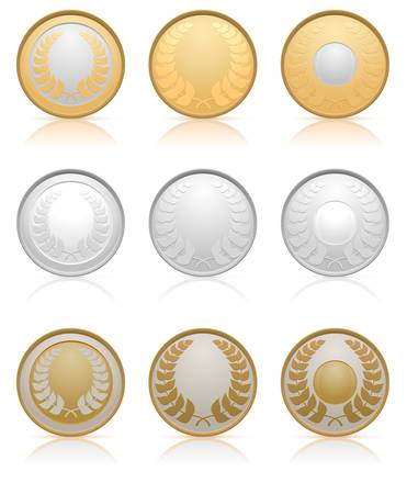 Collection of gold, silver and bronze medalsのイラスト素材
