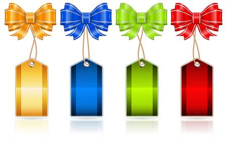 Collection of blank price labels with bows on white backgroundのイラスト素材