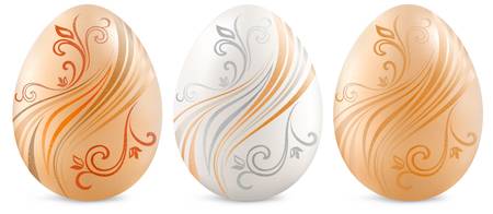 Easter eggs painted by floral patterns, vector illustration のイラスト素材