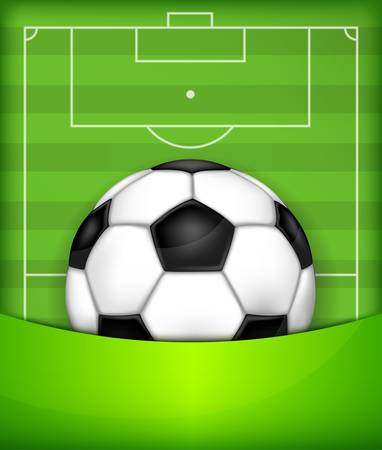 Football (soccer) ball on green field background, vector illustrationのイラスト素材