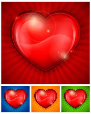 Big red heart on color background, Valentines Day illustrationのイラスト素材