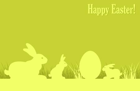 Easter bunny and egg on grass, spring holiday,  illustrationのイラスト素材