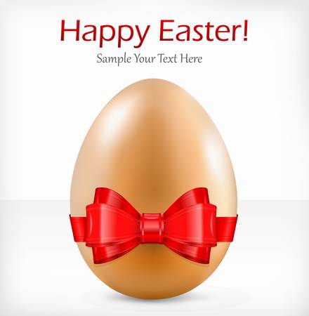 Egg with red ribbon &amp, text isolated on white background,  illustration のイラスト素材