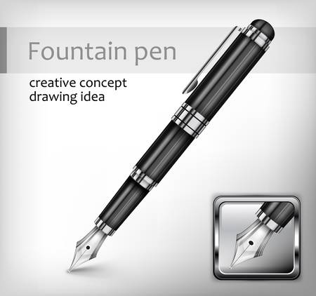 Black fountain pen, icon and text, creative concept, vector illustrationのイラスト素材