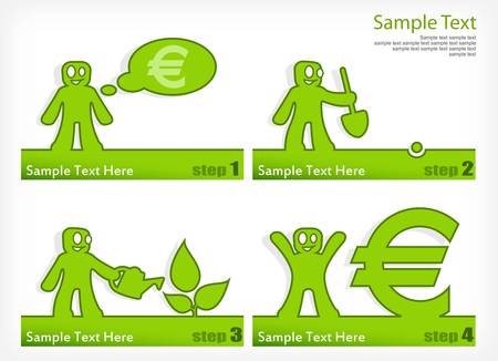Cartoon human grow euro, business concept, vector illustrationのイラスト素材