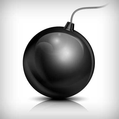 Round black bomb with cord on white, vector illustration, Round black bomb with cord on white, vector illustrationのイラスト素材