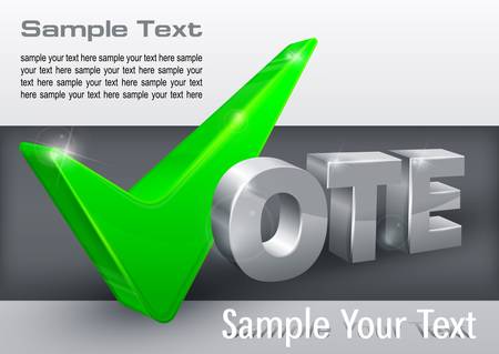 Green vote check mark   text on grey, vector illustrationのイラスト素材