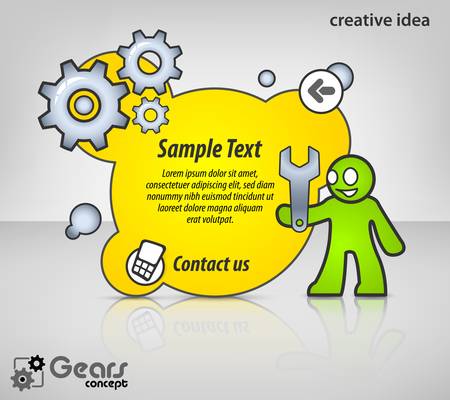 Industriall concept, man with message in yellow, vector illustrationのイラスト素材