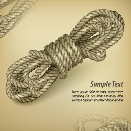 Coil of rope on old brown background and text, vector illustrationのイラスト素材