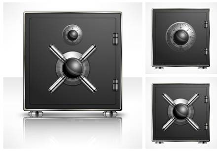 Metal square safe with combination lock, vector illustrationのイラスト素材