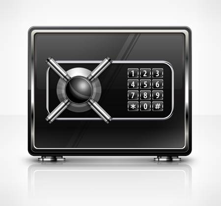 Metal safe isolated on white, vector illustrationのイラスト素材