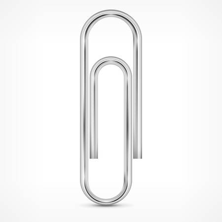 Metallic paperclip isolated on white background, vector illustrationのイラスト素材