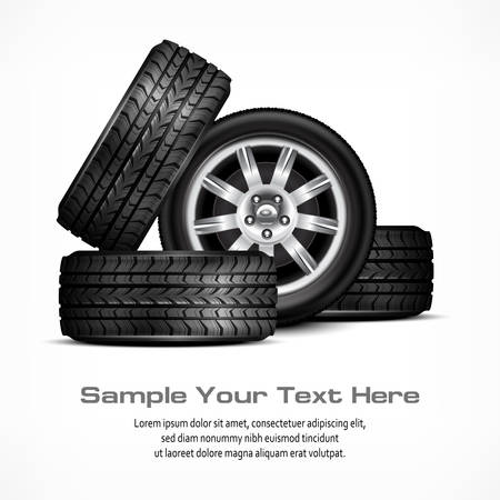 Car black new wheels on white background, vector illustrationのイラスト素材