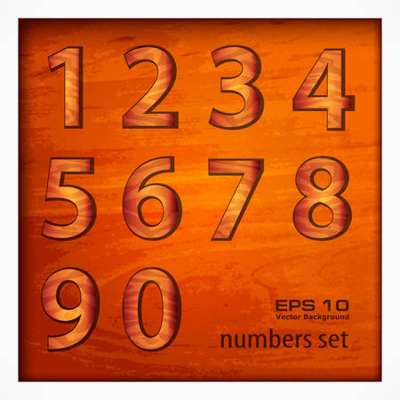 Set of number on wooden background illustrationのイラスト素材