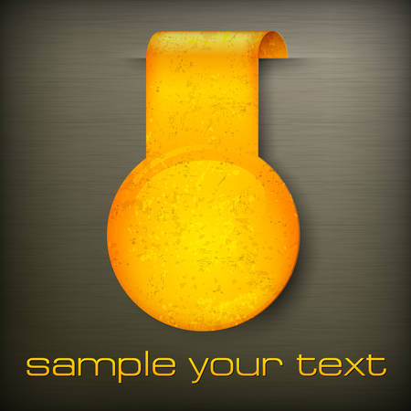 Round yellow paper sticker on grange dark backgroundのイラスト素材