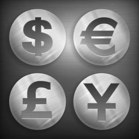 Set of round icons with money signs on grey, vector illustrationのイラスト素材