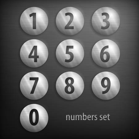 Set of buttons with number on grey, vector illustrationのイラスト素材