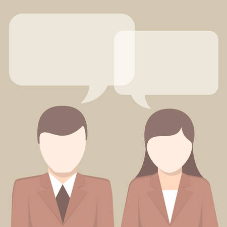 Businessman with speech bubbles, vector illustrationのイラスト素材