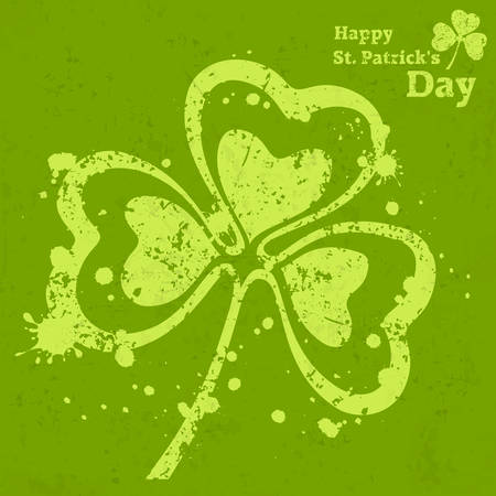 Three leaf clover grunge on green illustration for St. Patrick\'s dayのイラスト素材