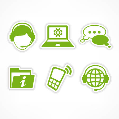 Customer service icons in green on white, vector illustrationのイラスト素材