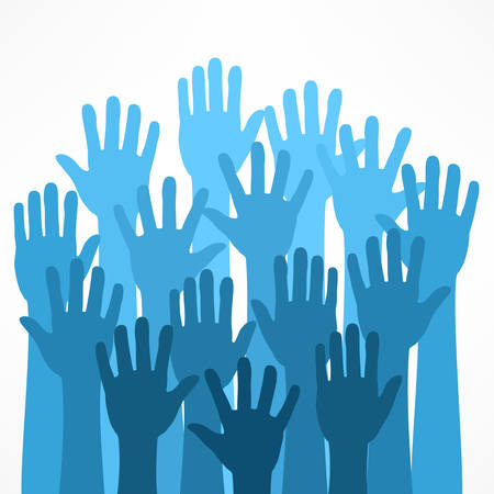 Raised hands on white, vector illustrationのイラスト素材