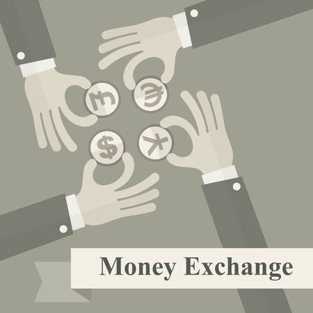 Hand Exchange Money signs  text, business idea, vector illustrationのイラスト素材