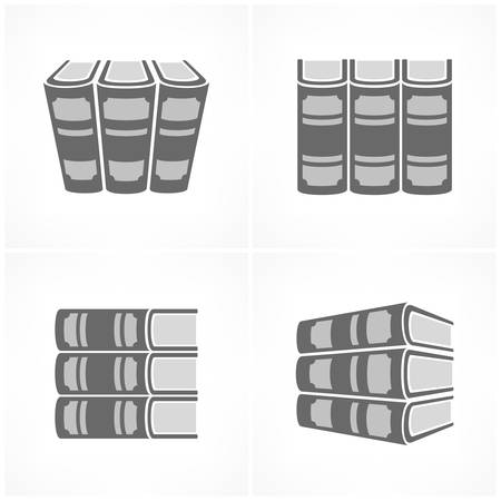 Stack of books in gray color on white, vector illustrationのイラスト素材