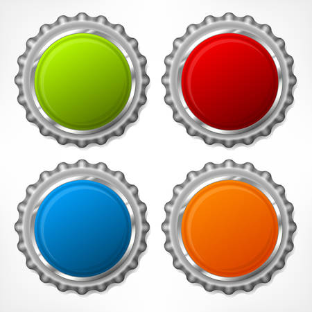 Metallic color bottle cap isolated on white background, vector illustrationのイラスト素材