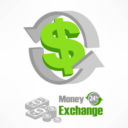 Dollar symbol with arrow in green, vector illustrationのイラスト素材