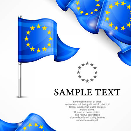 European flag & banners with text isolated on white, vector illustrationのイラスト素材
