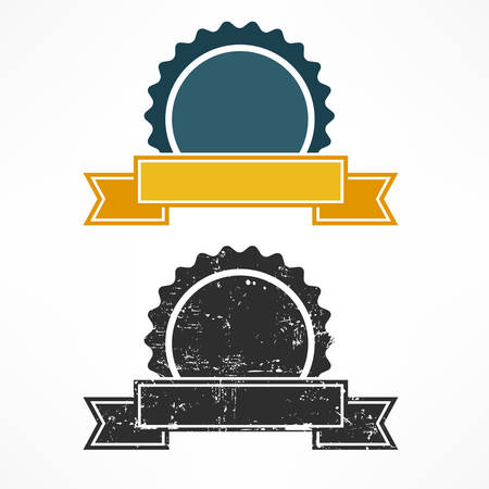 Two vintage award sign on white, vector illustrationのイラスト素材