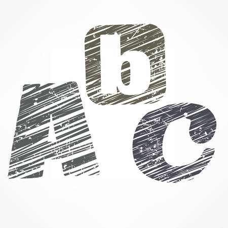 A B C caps sketch letters in grey color, vector illustrationのイラスト素材