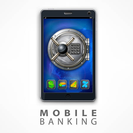 Mobile banking, safety concept for business, vector illustrationのイラスト素材