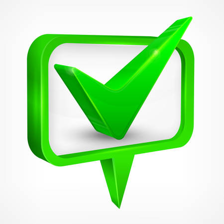 Green check mark on white, illustrationのイラスト素材