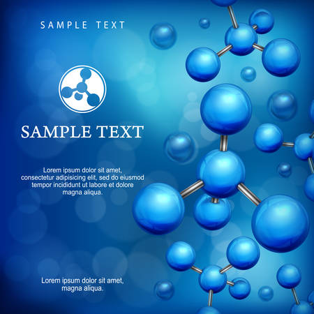 Molecule blue background, science molecular structure, atom. Business teamwork concept, illustrations.のイラスト素材