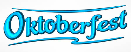 Oktoberfest banner with hand sketch lettering in blue, vector illustrationのイラスト素材