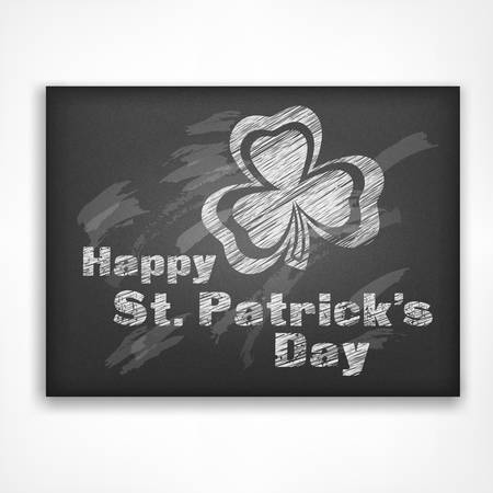 Handdraw lettering for greeting card of St. Patrick day, inscription text on grey border. Vector illustrationのイラスト素材