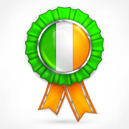 Irish flag award with shamrock, vector illustrationのイラスト素材