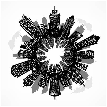 Round urban cityscape panoramaのイラスト素材