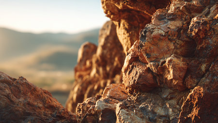 Rocks in the mountains at sunset. Selective focus. Toned.の素材