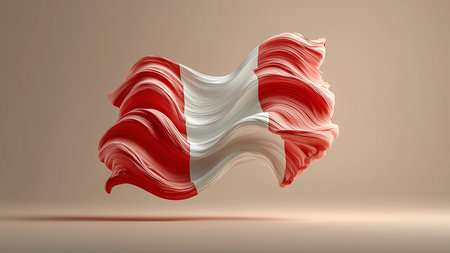 Flag of Peru waving in the wind. 3d rendering, 3d illustration.の素材