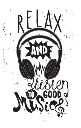 Simple motivational poster with quote relax and listen to good musicのイラスト素材