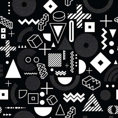 Geometric black and white pattern for fashion and wallpaper. Memphis style for fashionのイラスト素材