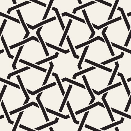 Seamless Black White Geometric Inrerlacing Lines Star Pattern Abstract Backgroundのイラスト素材