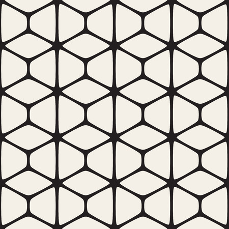 Vector Seamless Black And White Rounded Shapes Pattern. Abstract Geometric Background Designのイラスト素材