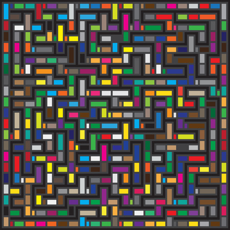 Vector Multicolor Maze Geometric Pattern. Abstract Geometric Background Designのイラスト素材
