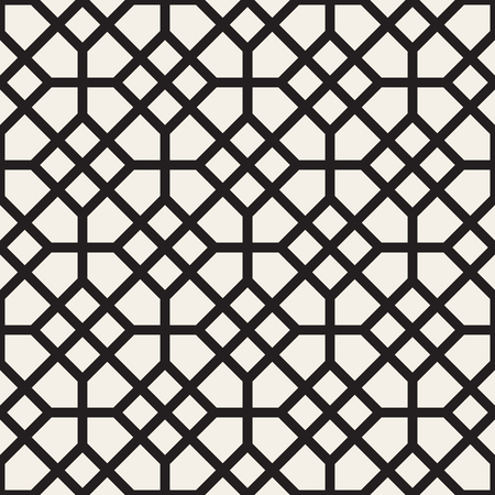 Vector Seamless Black and White Mosaic Lattice Pattern. Abstract Geometric Background Designのイラスト素材