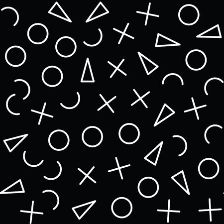 Minimal geometric pattern with black and white color. Form a geometric shape, line, circle. Hipster fashion Memphis style.のイラスト素材