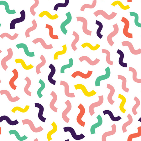 Hand Sketched Vector Seamless Pattern. Abstract Background Fashion 80-90s Colors White, Purple, Green, Yellowのイラスト素材