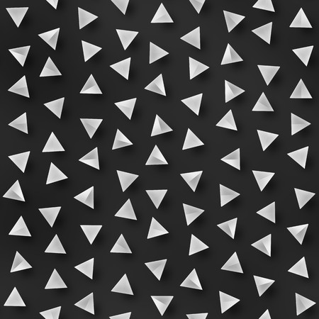 Scattered Geometric Shaded Shapes. Abstract Seamless Monochrome Pattern.の写真素材